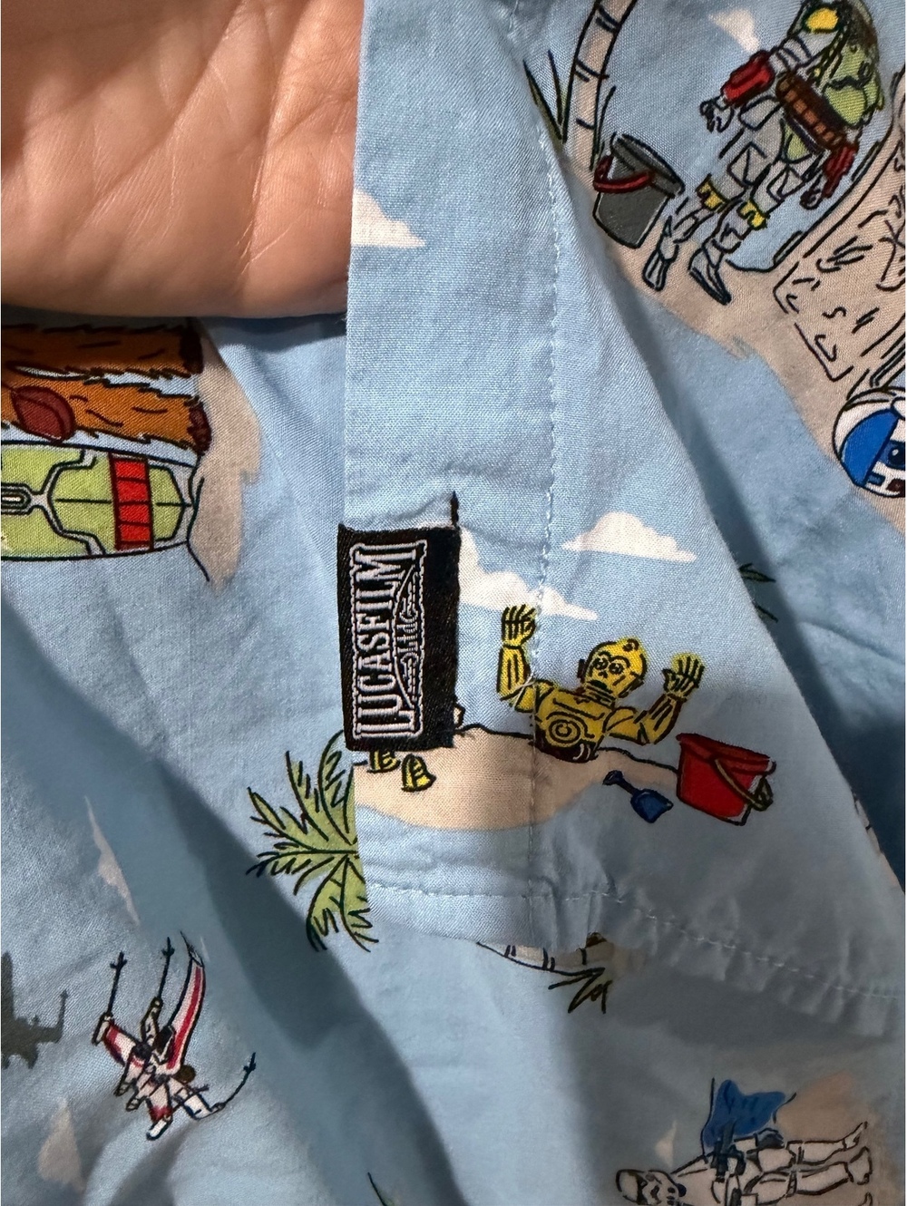 Star Wars Lucasfilm 2XL Hawaiian Button Up Shirt Blue Vacation - Picture 4 of 11
